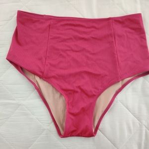 Kortnie Jeane high cut ribbed pink swim bottom